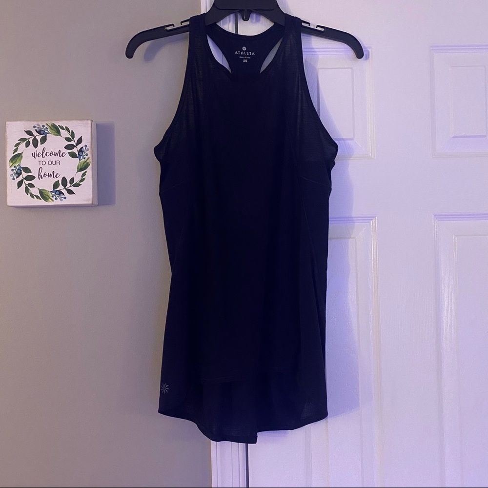 Athleta Cutout Repetition Tank Top Dark Navy Blue / Black Racerback Keyhole XS